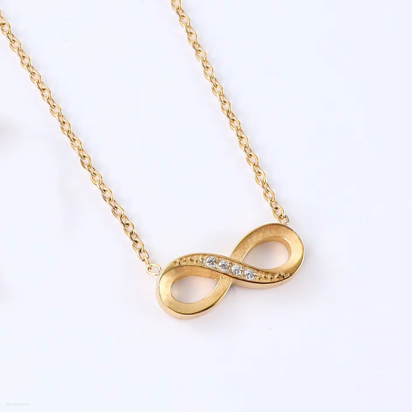 Luxury Infinity Necklace – Full Diamond Stainless Steel Waterproof Pendant with Zirconia