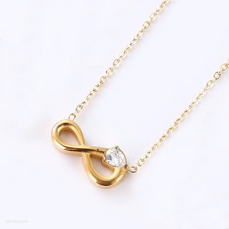Luxury Infinity Necklace – Full Diamond Stainless Steel Waterproof Pendant with Zirconia