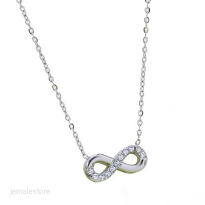 Luxury Infinity Necklace – Full Diamond Stainless Steel Waterproof Pendant with Zirconia