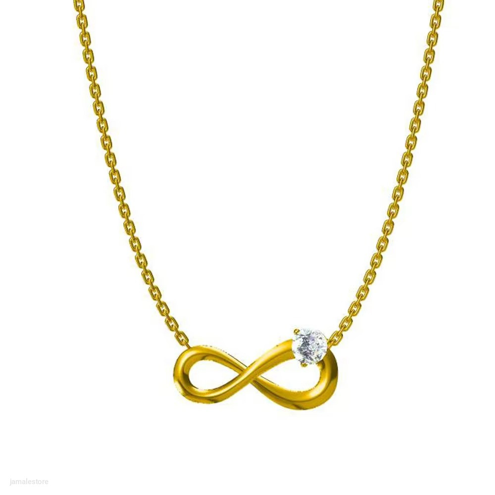 Luxury Infinity Necklace – Full Diamond Stainless Steel Waterproof Pendant with Zirconia