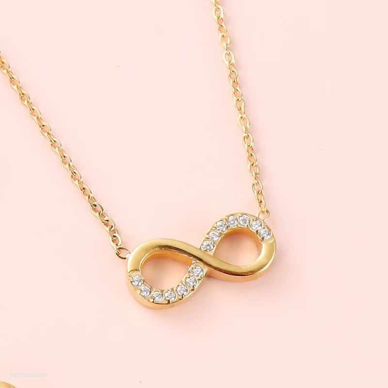 Luxury Infinity Necklace – Full Diamond Stainless Steel Waterproof Pendant with Zirconia