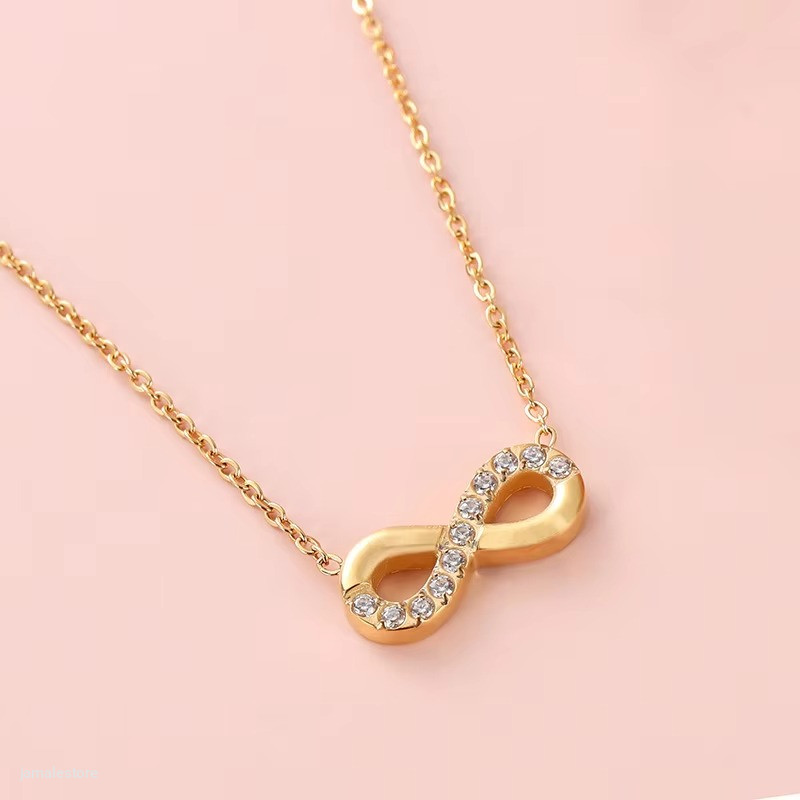 Luxury Infinity Necklace – Full Diamond Stainless Steel Waterproof Pendant with Zirconia