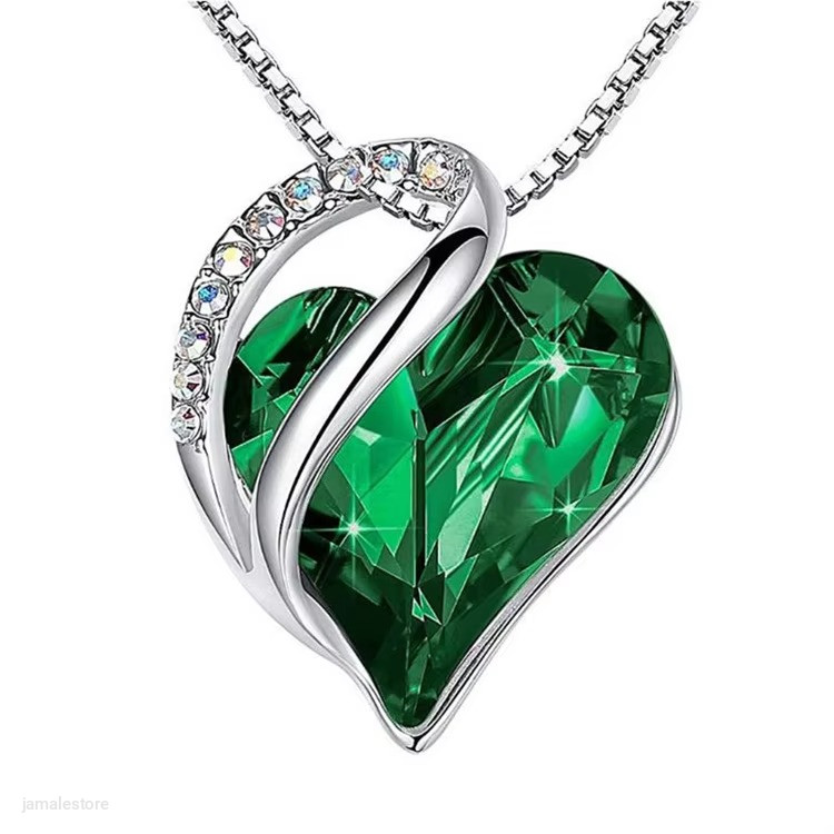 Infinity Love Heart Pendant Necklace with Birthstone Crystals Jewelry Gifts Necklace for Women